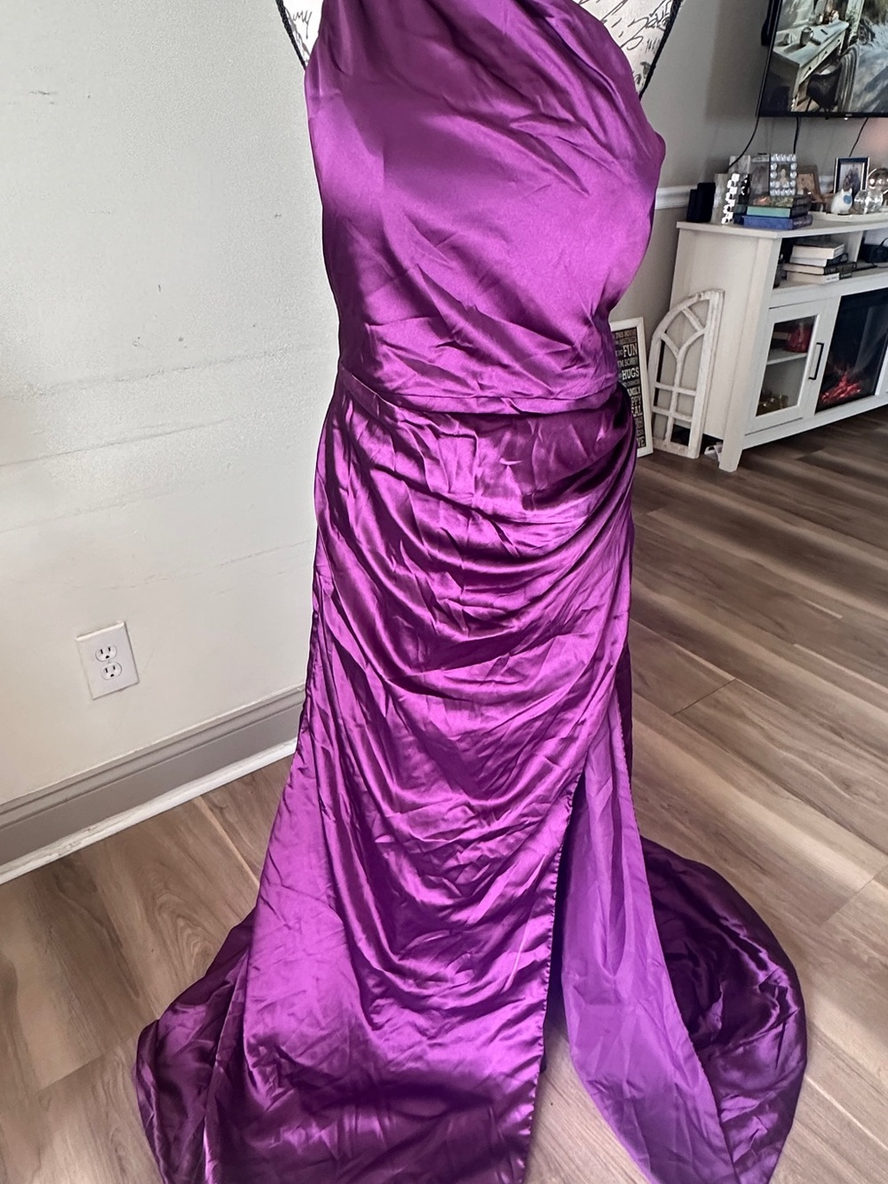 Elegant Purple Satin Evening Dress